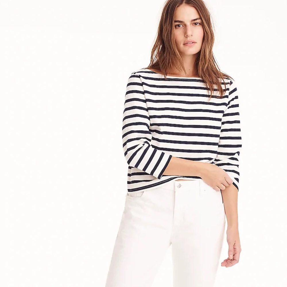 J.Crew Structured Boatneck Striped Top